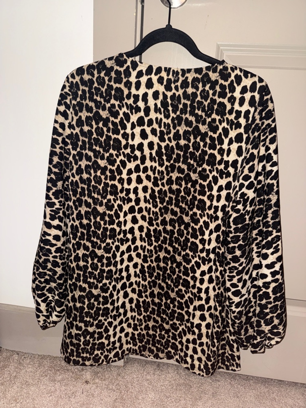 Leopard Print V-Neck Blouse - Black & Cream - Picture 2 of 2